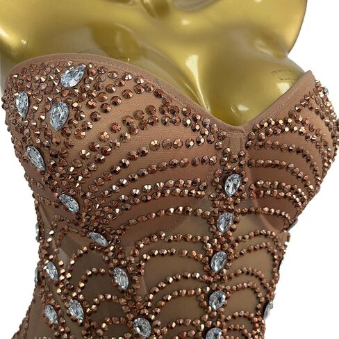 Women Leaf Rhinestone Sheer Mesh Mermaid Ball Gown Strapless Sweetheart Corset Formal Dresses in Saudi Arabia