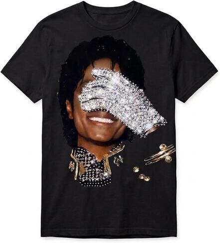 تي شيرت Porsha's Rock MJ Tribute Graphic، أسود، قطن 100%، مزين بأحجار الراين المطبقة يدويًا in Kuwait