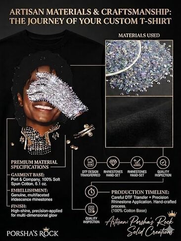 تي شيرت Porsha's Rock MJ Tribute Graphic، أسود، قطن 100%، مزين بأحجار الراين المطبقة يدويًا in Kuwait