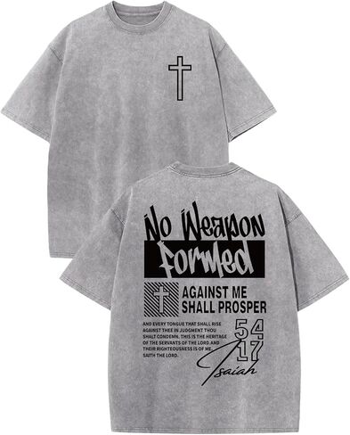 Fkatuzi Christian Cross Shirts for Men Jesus God Faith Religious Bible Verse Oversized Graphic Vintage Tees Acid Wash Tshirt in Saudi Arabia