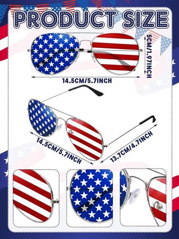 Relaxweex 12 Pairs 4th of July Sunglasses Bulk USA American Flag Sunglasses 250th Anniversary Decoration Patriotic Red White and Blue Glasses Decor for Women Men Independence Day Party Supplies in Kuwait