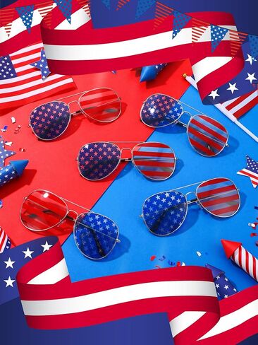 Relaxweex 12 Pairs 4th of July Sunglasses Bulk USA American Flag Sunglasses 250th Anniversary Decoration Patriotic Red White and Blue Glasses Decor for Women Men Independence Day Party Supplies in Kuwait