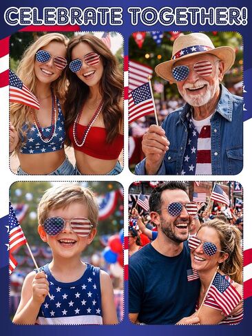Relaxweex 12 Pairs 4th of July Sunglasses Bulk USA American Flag Sunglasses 250th Anniversary Decoration Patriotic Red White and Blue Glasses Decor for Women Men Independence Day Party Supplies in Kuwait