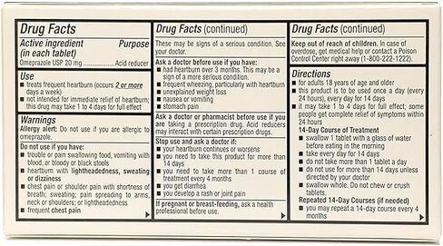 Omeprazole 20 mg – Acid Reflux Medicine – Heartburn Medicine – Over-The-Counter Medication – 24 Hour – 42 Tablets – Bulk Prime Count (2) in Saudi Arabia