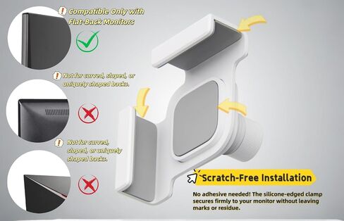 【1PACK Clamp-On Monitor Headphone Stand – Adjustable Headset Holder with 360° Rotating Hook, Silicone Protection, Space-Saving Desk Organizer for Office, Gaming & Study YA-C (White) in Kuwait