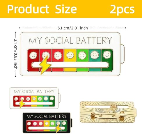 4 Pcs Social Battery Slider Pin,My Social Battery Pin,Cute Expression Mood Pins For Introverts Interactive,For Backpacks Hat Clothing Scarves in Saudi Arabia