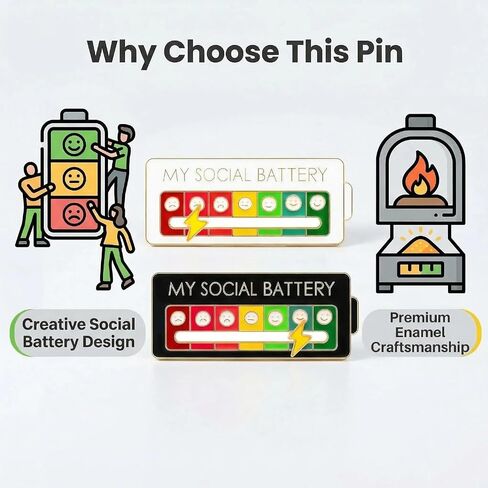 4 Pcs Social Battery Slider Pin,My Social Battery Pin,Cute Expression Mood Pins For Introverts Interactive,For Backpacks Hat Clothing Scarves in Saudi Arabia