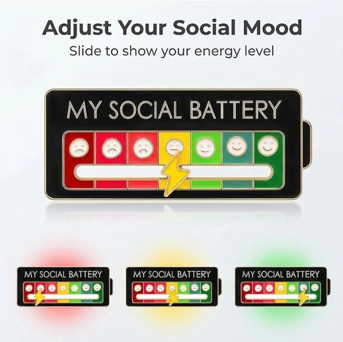 4 Pcs Social Battery Slider Pin,My Social Battery Pin,Cute Expression Mood Pins For Introverts Interactive,For Backpacks Hat Clothing Scarves in Saudi Arabia