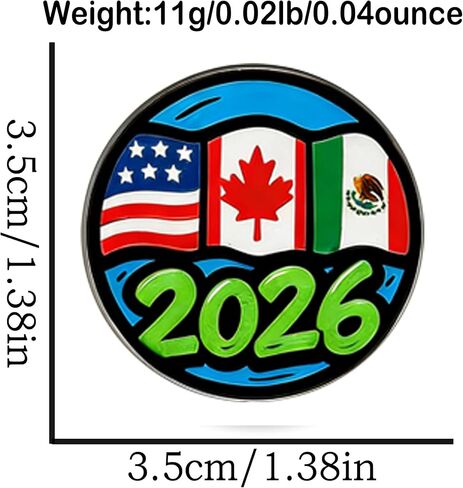 3 عبوات 2026 مجموعة دبابيس كرة القدم، شارة تذكارية لأعلام الولايات المتحدة الأمريكية وكندا والمكسيك للحدث الرياضي، دبابيس طية صدر السترة لمروحة رياضية من خليط معدني مقاس 1.4 بوصة، ملحقات تذكارية لتشجيع كرة القدم in Kuwait