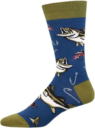 جوارب Socksmith الرجالية All About The Bass Crew، أزرق داكن in Kuwait