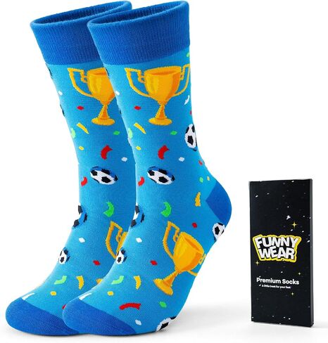 BONANGEL Soccer Socks for Men Boys, Funny Novelty Crew Dress Socks, Sports Gifts for Soccer Coaches‌ Lovers Fans Players in Saudi Arabia