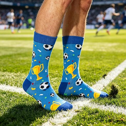 BONANGEL Soccer Socks for Men Boys, Funny Novelty Crew Dress Socks, Sports Gifts for Soccer Coaches‌ Lovers Fans Players in Saudi Arabia