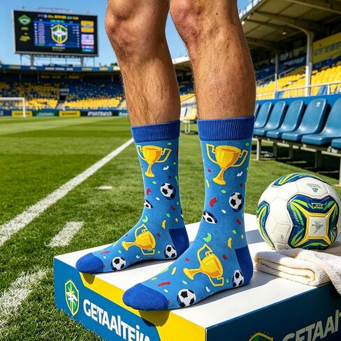 BONANGEL Soccer Socks for Men Boys, Funny Novelty Crew Dress Socks, Sports Gifts for Soccer Coaches‌ Lovers Fans Players in Saudi Arabia