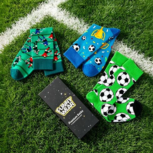 BONANGEL Soccer Socks for Men Boys, Funny Novelty Crew Dress Socks, Sports Gifts for Soccer Coaches‌ Lovers Fans Players in Saudi Arabia