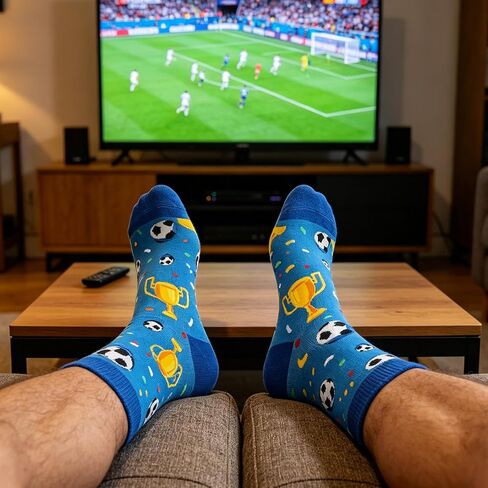 BONANGEL Soccer Socks for Men Boys, Funny Novelty Crew Dress Socks, Sports Gifts for Soccer Coaches‌ Lovers Fans Players in Saudi Arabia