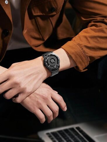 EUTOUR Magnetic Watches for Men, Unique No Hand Design with Gliding Magnet Balls Analog Display, 42mm Roman Numerals Dial with 22mm Steel Strap, 5ATM, Mens Fashion Accessories for Daily Outfit, Black in Saudi Arabia