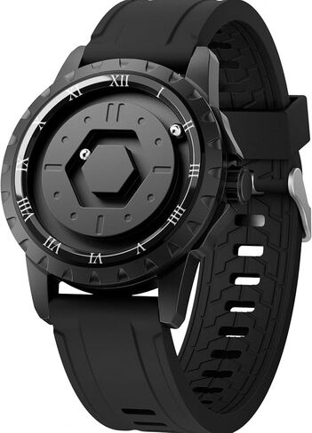 EUTOUR Magnetic Watches for Men, Unique No Hand Design with Gliding Magnet Balls Analog Display, 42mm Roman Numerals Dial with 22mm Steel Strap, 5ATM, Mens Fashion Accessories for Daily Outfit, Black in Saudi Arabia