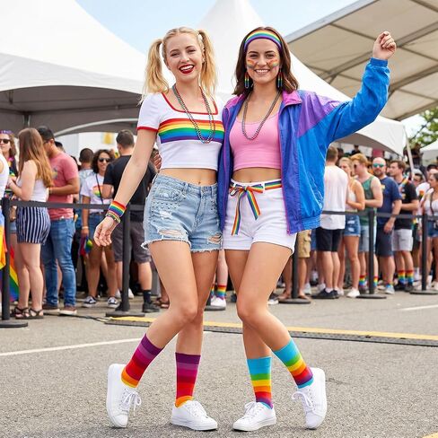 2 Pairs Rainbow Socks for Women Adult Funny Novelty Ankle Socks Colorful Striped Socks for Pride Halloween Costume Accessory in Saudi Arabia