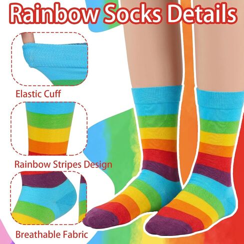 2 Pairs Rainbow Socks for Women Adult Funny Novelty Ankle Socks Colorful Striped Socks for Pride Halloween Costume Accessory in Saudi Arabia