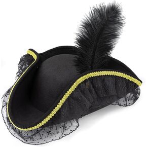 quescu Pirate Hat for Women,Tricorn Hat with Feather,Renaissance Pirate Costume Accessories for Adults Halloween Cosplay in Saudi Arabia