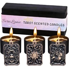 3 Tarot Card Candles with Healing Stones - Scented Meditation Candles for Stress Relief, Spiritual Decor, Yoga & Cleansing, Fortune Teller in Saudi Arabia