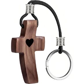 Gift for Women Handmade Wooden Cross Keychain Bulk, Natural Walnut | Christian Cross Keychain, Graduation Fathers Day Birthday Gifts in Saudi Arabia