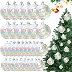 Iridescent Ornament Balls 36 PCS Multisize Clear Christmas Ornaments Balls for Halloween DIY Cauldron Bubble Iridescent Plastic Ornaments Ball for Wreath Clear Christmas Ornament for Xmas Tree in Saudi Arabia