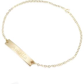 Engraved Name Initial Nameplate ID Bracelet Gold Filled Sterling Silver Initial Bar Jewelry Birthday Present in Saudi Arabia