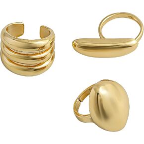 Chunky Gold Rings for Women, Adjustable Round Dome Ring Set Open Bold Thick Rings Minimalist Solid Ring Band Stackable Statement Jewelry in Saudi Arabia