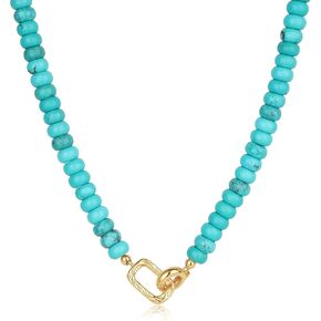 SAMYA Beaded Necklace for Women, 8×5mm Polished Bead Strand Necklace, 18" Collarbone Length, 14k Gold Charm & Round Clasp, Summer Layering Jewelry with Gift Box in Saudi Arabia