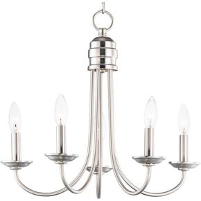 Maxim Lighting Logan 5-Light Candle Chandelier | Satin Nickel Finish | Modern Candle Chandelier for Dining Rooms and Foyers | Adjustable Chain Suspension | 10345SN in Saudi Arabia