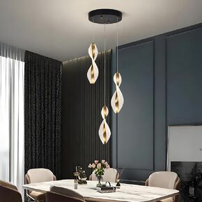 1-Light Modern LED Pendant Lights Kitchen Island, Pendant Lighting Fixture with 3 Color Temperature Adjustable Hanging Light, Height Adjustable Spiral Acrylic Metal Pendant Light for Dining in Saudi Arabia