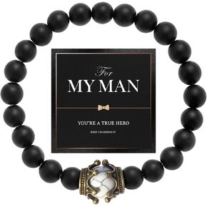 Men’s Meaningful Beaded Bracelet – Natural Stone Stretch Bracelet for Men, Symbolic Energy Beads for Positivity, Inner Strength & Everyday Wear, Thoughtful Gift for Him in Saudi Arabia