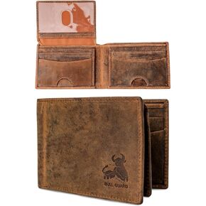 BULL GUARD Expedition Series Bifold Leather Wallet for Men RFID Blocking, Top Grain Cowhide, Flip-Up ID Window, Compact & Durable Everyday Carry Wallet for Travel, Work & Outdoors, Ready to Gift in Kuwait