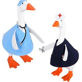 JcHrmers 2 Sets Doctor Nurse Desk Goose Outfits 7 Inch Mini Goose Healthcare Clothes Including Blue Medical Worker Nurse Scrubs with Stethoscope for Magnetic Goose Statue Key Holder in Saudi Arabia