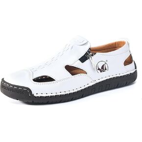 Hollow Closed-Toe Men's Sandals,Breathable Soft Genuine Leather for Summer Casual, Beach & Light Sports in Saudi Arabia