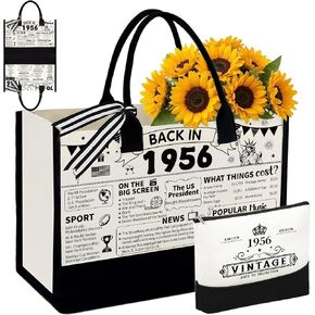Birthday Gifts for Women - 60/70/80th Birthday Decorations, Canvas Beach Tote Bag, Unique Present for Mom Wife in Saudi Arabia