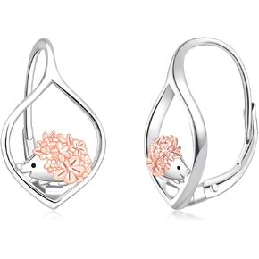 Cute Hedgehog Earrings for Women - 925 Sterling Silver Animal Leverback Earrings Dainty Hedgehog Gifts Jewelry for Birthday Hypoallergenic for Party for Women in Saudi Arabia