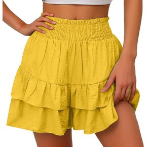 Womens Linen Shorts 2026 Casual High Waisted Pleated Vacation Shorts Baggy Elastic Waist Beach Pants with Pockets in Kuwait
