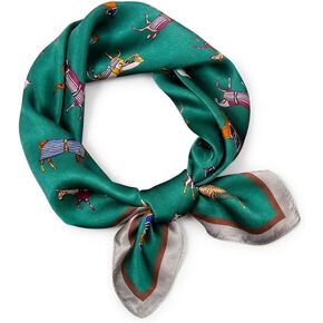 Silk Scarf with Horse Print, Square Neck Scarf Satin Scarf Fashion Lightweight Wraps in Saudi Arabia