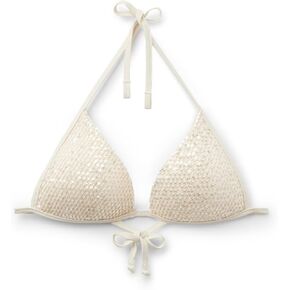 CALZEDONIA Woman's Padded Triangle Swimsuit Top Sequin Net in Saudi Arabia