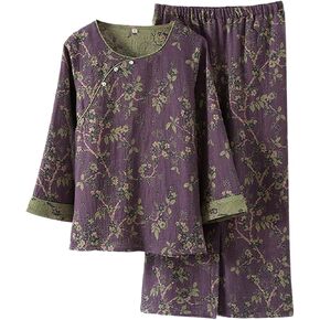 Japanese Sleepwear For Women Jacquard Long Sleeve Crewneck Shirts And Pj Pants Cozy Casual Fashion Pajamas Sets in Saudi Arabia