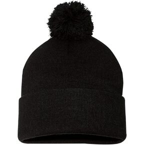 Sportsman Pom-Pom 12" Knit Beanie One Size Black in Saudi Arabia