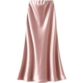 Floral Silk Skirts for Women Trendy Elastic High Waist A-Line Elegant Satin Skirt in Saudi Arabia