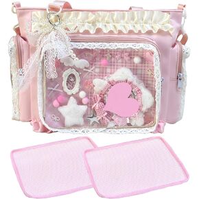 Ita Bag with 2 Inserts, Clear Window Display Tote Bag for Badges Pins, DIY Anime Cosplay Crossbody Shoulder Bags in Saudi Arabia