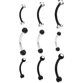 Eyebrow Piercing Jewelry Surgical Steel Rook Piercings Curved Barbell Tiny Eyebrow Ring Vertical Labret Lip Jewelry Ear Navel Small Belly Button Ring for Women Men 16g 6mm/8mm/10mm in Saudi Arabia