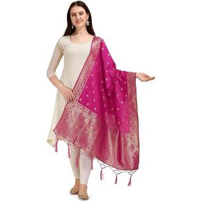 Women's Woven Banarasi Silk Zari Dupatta/Chunni, Width 1 Meter, Length 2.5 Meter in Saudi Arabia