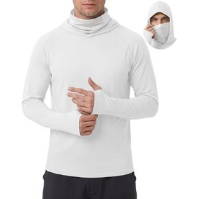 Men's UPF 50+ Sun Protection Hoodies Mask Long Sleeve Thumbholes Lightweight Dry Rash Guards Running Fishing Shirts in Saudi Arabia