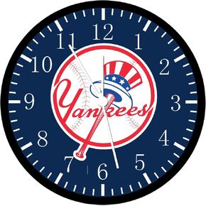 Black Frame New York Baseball Wall Clock Large 12'' Clear Glass Face Silent Non-Ticking Nice for Gift or Décor W103 in Saudi Arabia