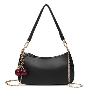 Pagwale Black Shoulder Bag for Women Cute Hobo Cherry Purse Retro Clutch Underarm Handbag with Removable Straps in Saudi Arabia